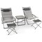 Gray Folding Lounge Chair Set With Footrest And Coffee Table Outdoor Patio 2-Piece